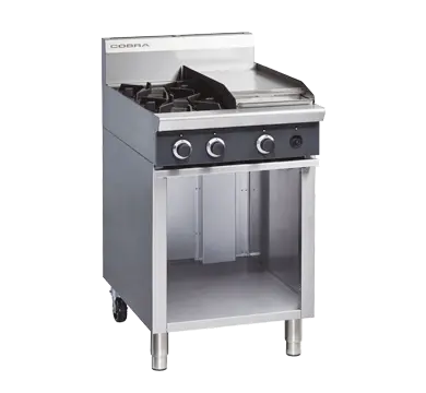 Cobra C6C - 600mm Two Burner / Griddle Gas Cooktop on Open Cabinet  Cooktops