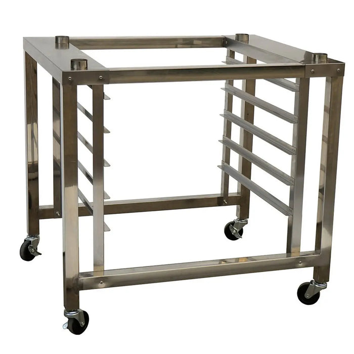 ConvectMax YXD-6A-S convection oven stand with five GN 1/1 pan runners and castors