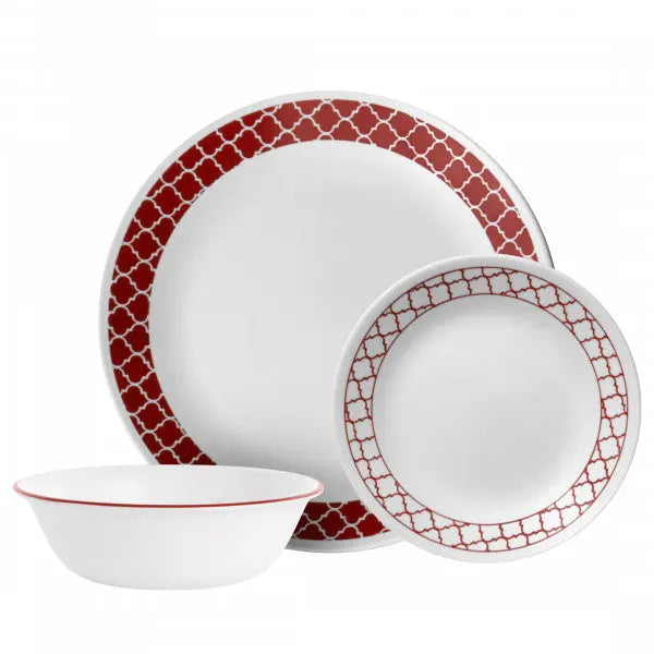 Corelle Crimson Trellis Vitrelle 12pc Set  Crockery Sets