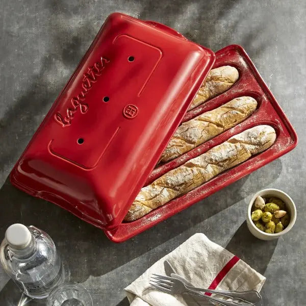 Emile Henry Baguette Bread Baker - Burgundy