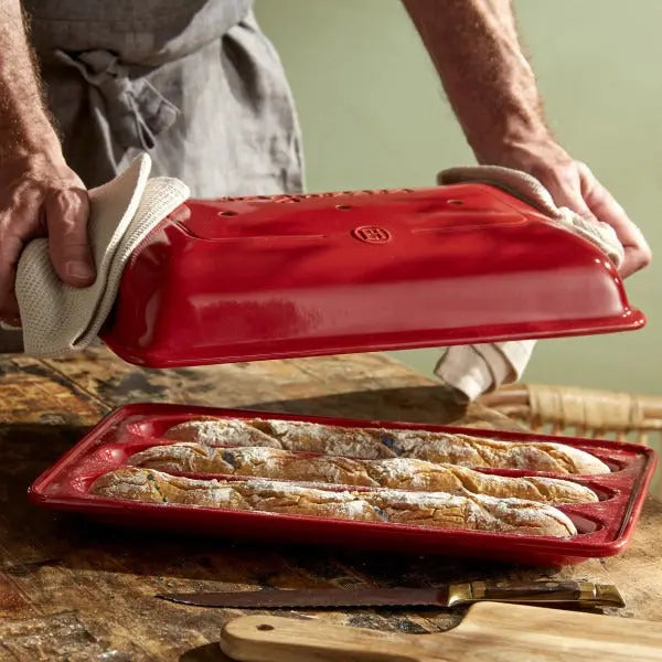 Emile Henry Baguette Bread Baker - Burgundy