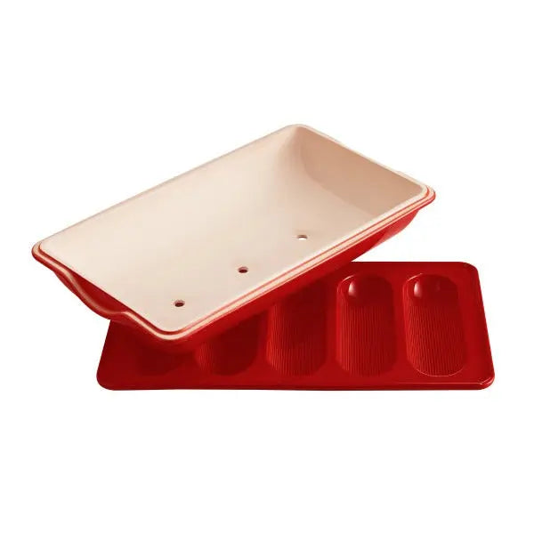 Emile Henry Mini-Baguettes Bread Baker - Burgundy