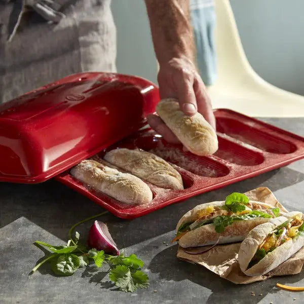 Emile Henry Mini-Baguettes Bread Baker - Burgundy