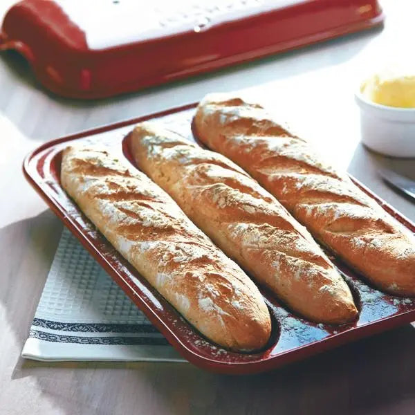 Emile Henry Mini-Baguettes Bread Baker - Burgundy