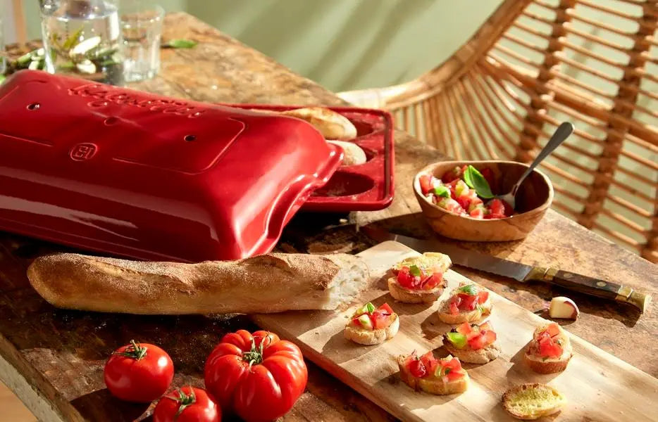 Emile Henry Mini-Baguettes Bread Baker - Burgundy