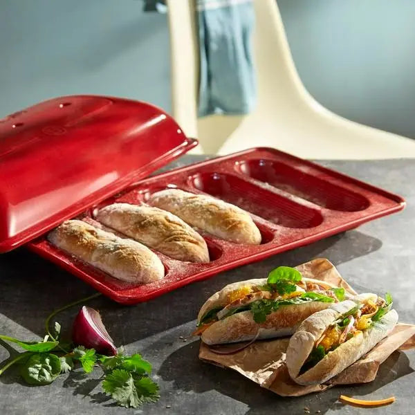 Emile Henry Mini-Baguettes Bread Baker - Burgundy