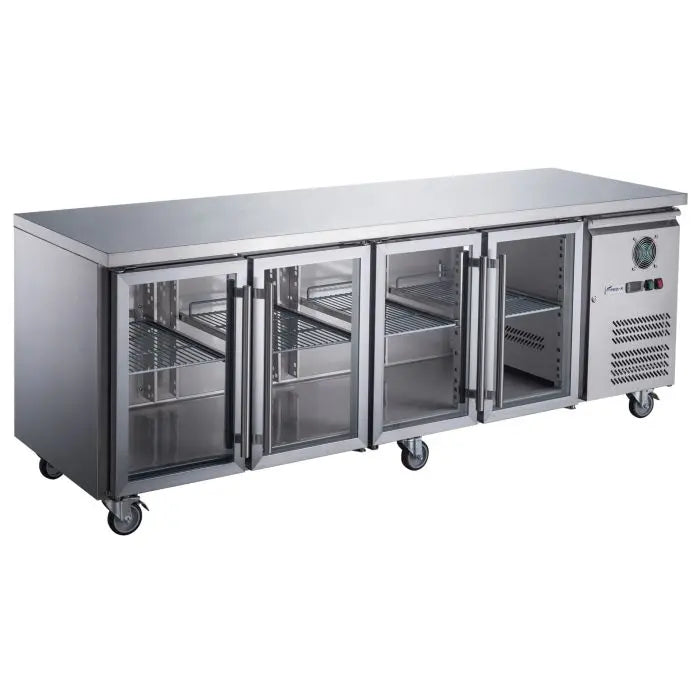 Four Glass Door Bench Fridge Fed-X XUB7C22G4V
