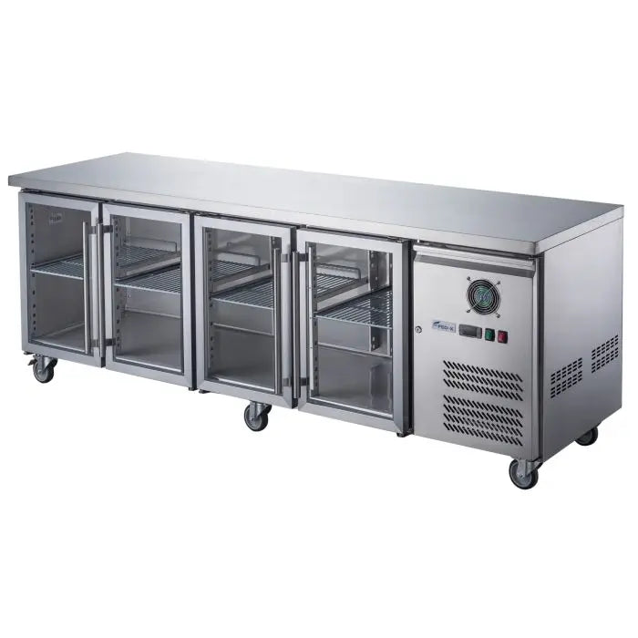 Four Glass Door Bench Fridge Fed-X XUB7C22G4V