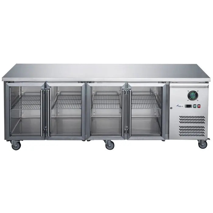 Four Glass Door Bench Fridge Fed-X XUB7C22G4V