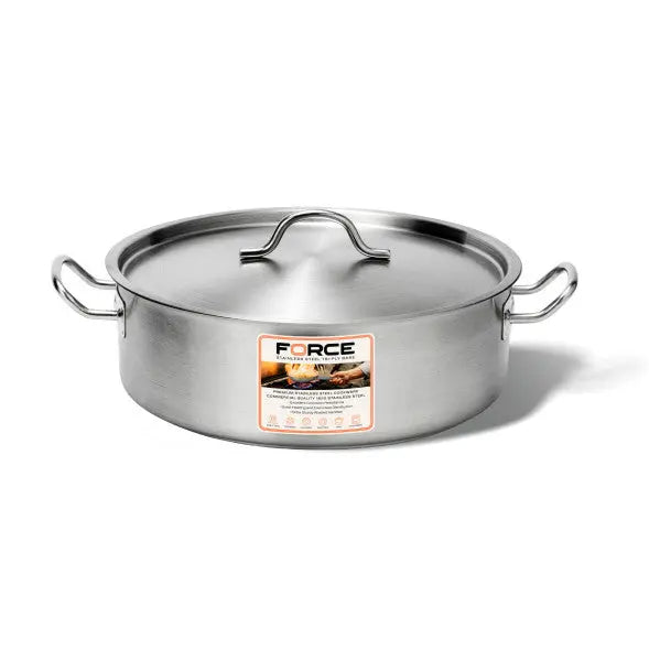 Force Low Casserole with Lid 260x85mm / 4.5Lt  Frypans - Stainless Steel