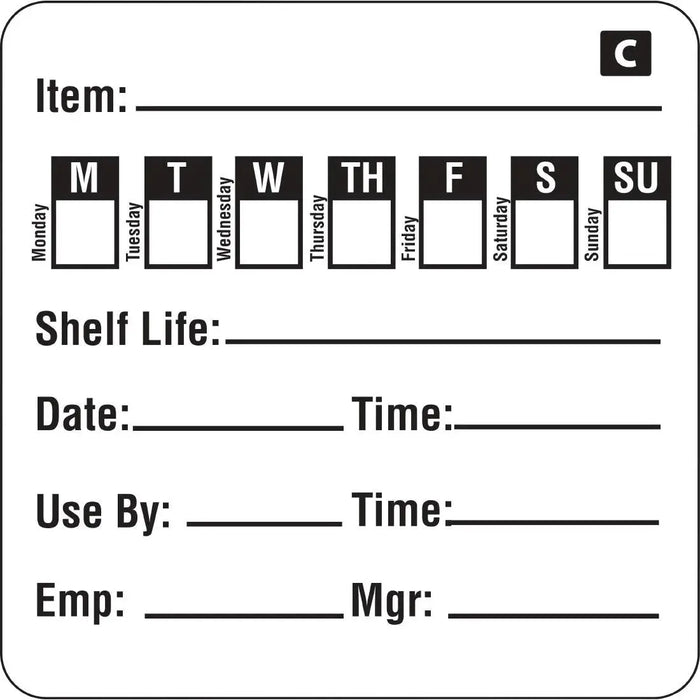 Freezable Day of the Week Labels  Food Labelling