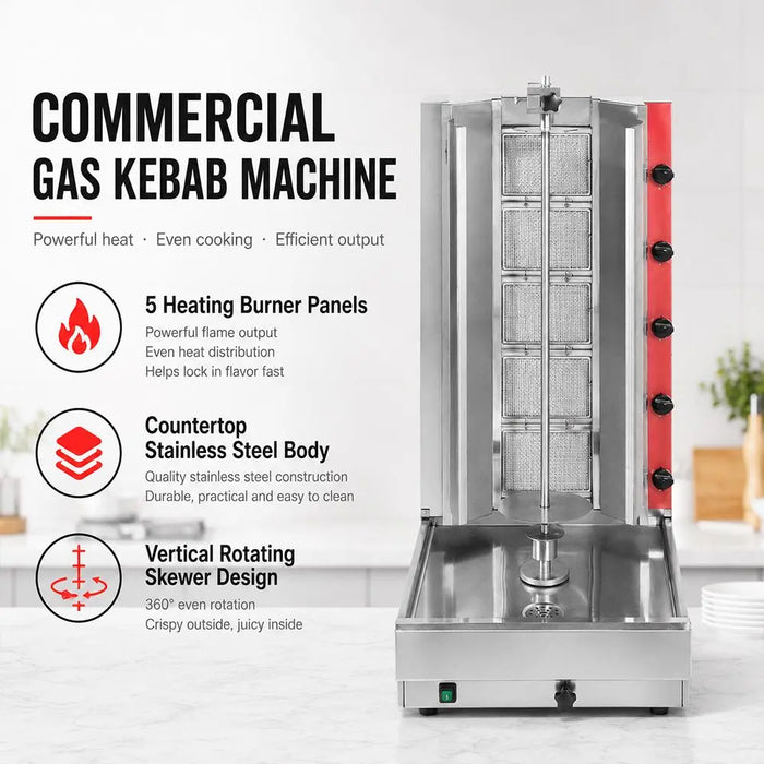 Gasmax KB-5 5 Burner Semi-Automatic Kebab Machine - KB-5 - view 4 - Simply Hospitality NZ