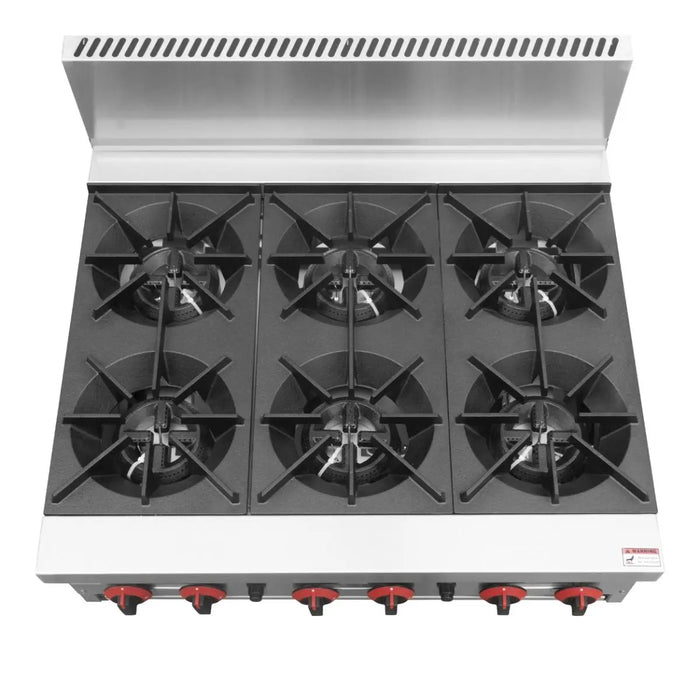 Gasmax RB-6 6 Burner Commercial Gas Cooktop - RB-6E Natural Gas - view 3 - Simply Hospitality NZ