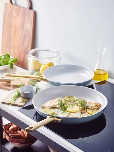 GreenPan Padova 2 Piece PFAS Free Frypan set 26/30cm Smokey Blue  Frypans