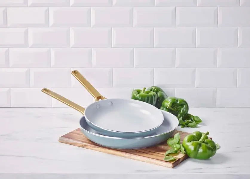 GreenPan Padova 2 Piece PFAS Free Frypan set 26/30cm Smokey Blue  Frypans