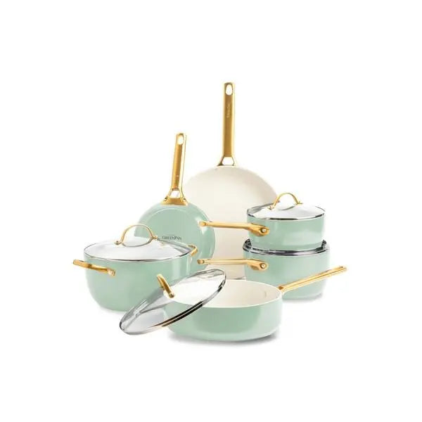 GreenPan Padova 6 (10) Piece PFAS Free Cookset Mint Green  Sets