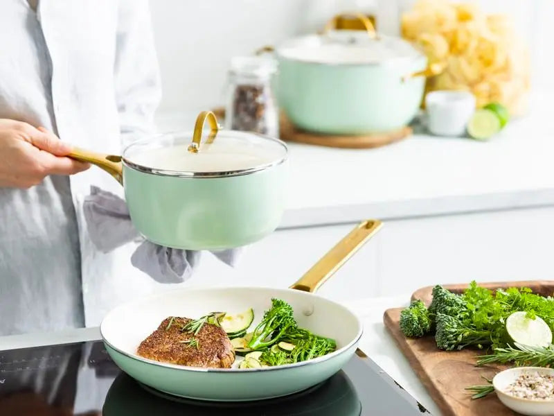 GreenPan Padova 6 (10) Piece PFAS Free Cookset Mint Green  Sets