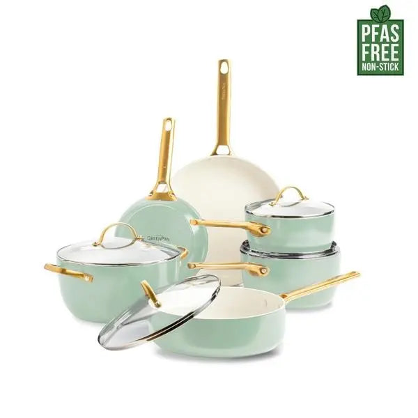 GreenPan Padova 6 (10) Piece PFAS Free Cookset Mint Green  Sets