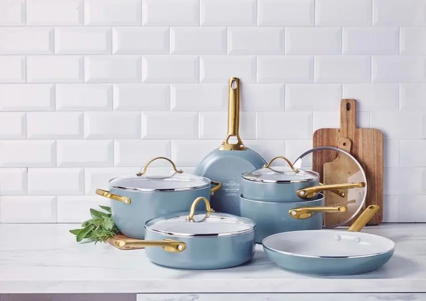 GreenPan Padova 6 (10) Piece PFAS Free Cookset Smokey Blue  Sets