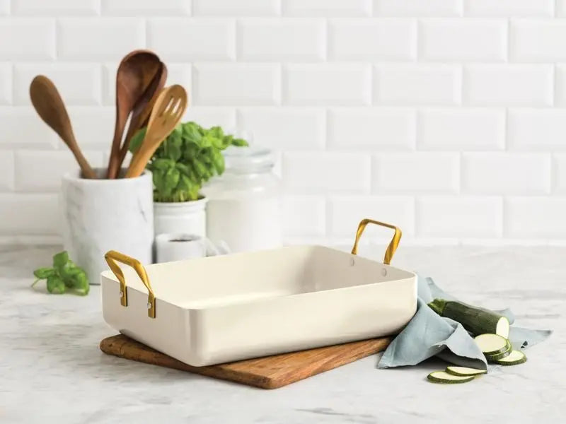 GreenPan Padova Cream PFAS Free Roasting Pan  Cookware