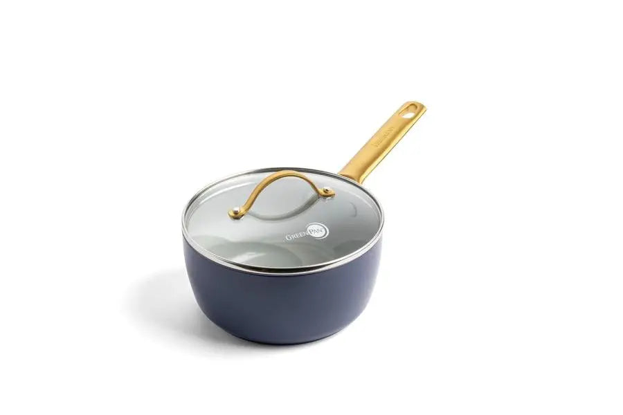 GreenPan Padova Navy Blue PFAS Free Covered Saucepan 18cm/2L  Saucepans