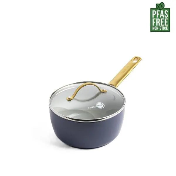GreenPan Padova Navy Blue PFAS Free Covered Saucepan 18cm/2L  Saucepans