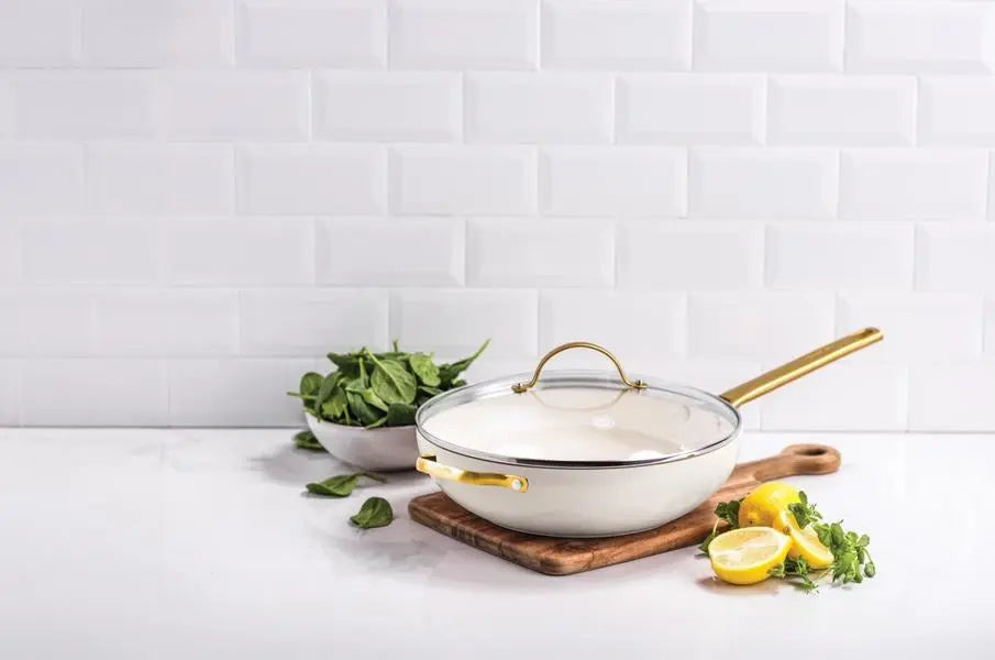 GreenPan Padova PFAS Free Covered Wok 32cm/5.42L Cream  Woks