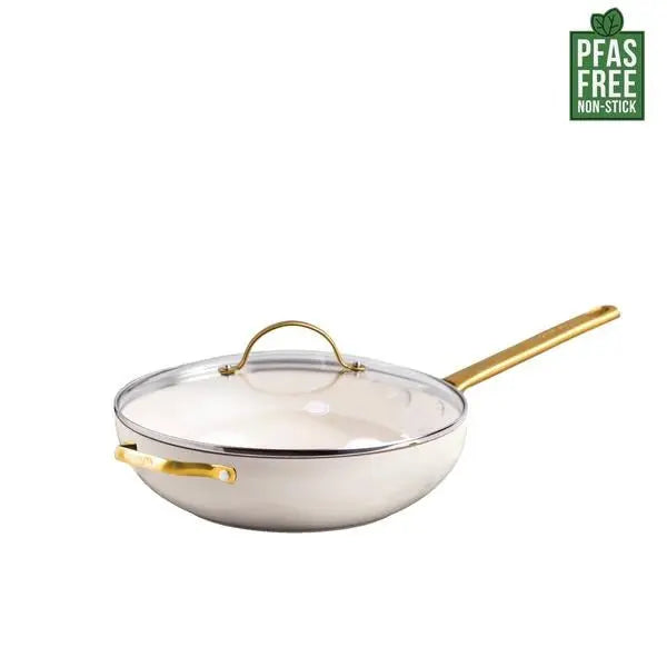 GreenPan Padova PFAS Free Covered Wok 32cm/5.42L Cream  Woks