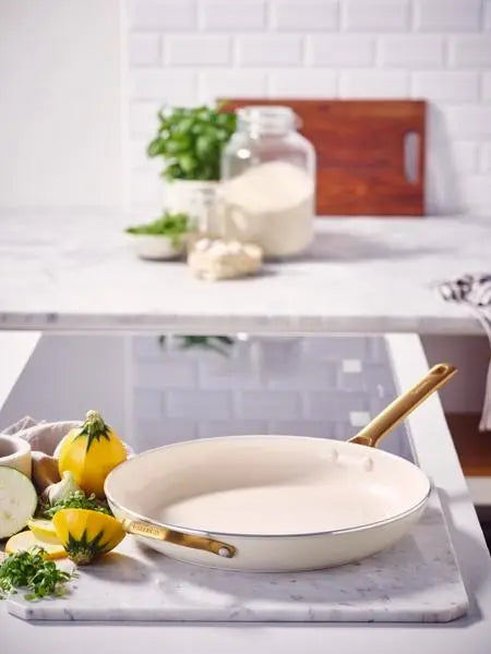 GreenPan Padova PFAS Free Frypan 32cm with Helper Handle Cream  Frypans