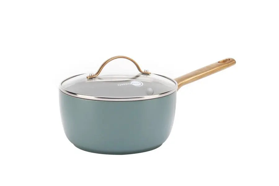 GreenPan Padova Smokey Blue PFAS Free Covered Saucepan 18cm / 2.01L  Saucepans