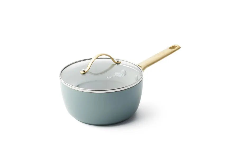 GreenPan Padova Smokey Blue PFAS Free Covered Saucepan 18cm / 2.01L  Saucepans