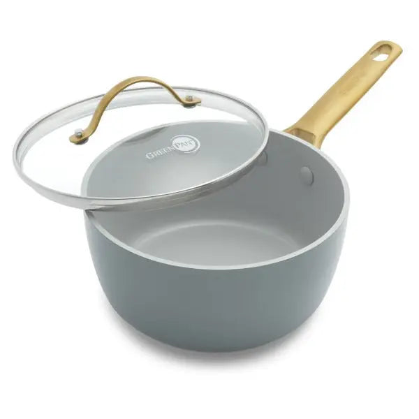 GreenPan Padova Smokey Blue PFAS Free Covered Saucepan 18cm / 2.01L  Saucepans