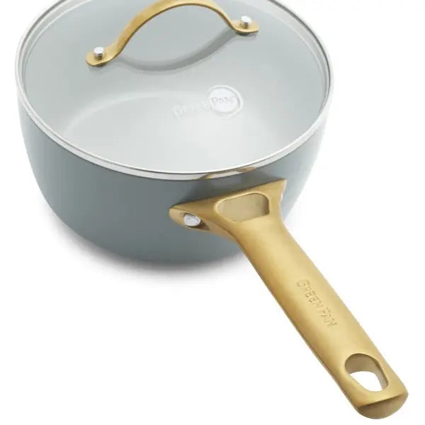 GreenPan Padova Smokey Blue PFAS Free Covered Saucepan 18cm / 2.01L  Saucepans