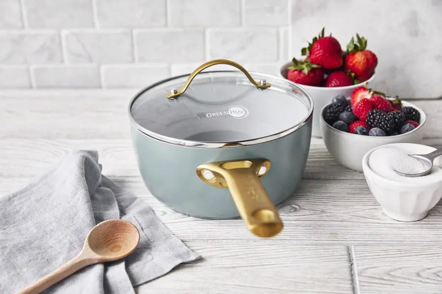 GreenPan Padova Smokey Blue PFAS Free Covered Saucepan 18cm / 2.01L  Saucepans