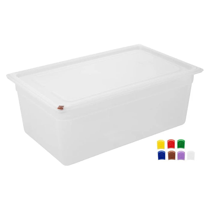 Hygiplas Click PP 1/1 GN Container with Lid & 7 Colour Clips – 200 mm 25.6 Ltr (2 Pack)  Food Storage Containers