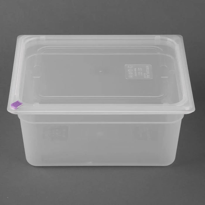 Hygiplas Click PP 1/2 GN Container with Lid & 7 Colour Clips – 150 mm 8.9 Ltr (4 Pack)  Food Storage Containers