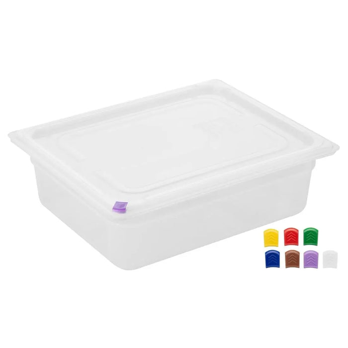 Hygiplas Click PP 1/2 GN Container with Lid & 7 Colour Clips – 5.9 Litre (4 Pack)  Food Storage Containers