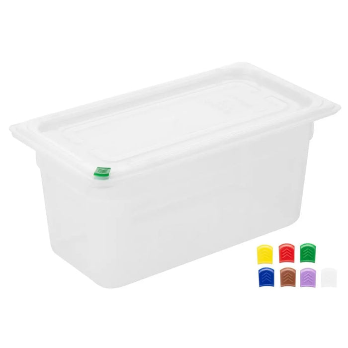 Hygiplas Click PP 1/3 GN Container with Lid & 7 Colour Clips – 5.3 Litre (4 Pack)  Food Storage Containers