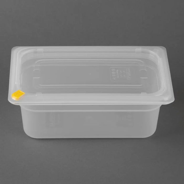Hygiplas Click PP 1/4 GN Container with Lid & 7 Colour Clips – 100 mm 2.5 Ltr (4 Pack)  Food Storage Containers