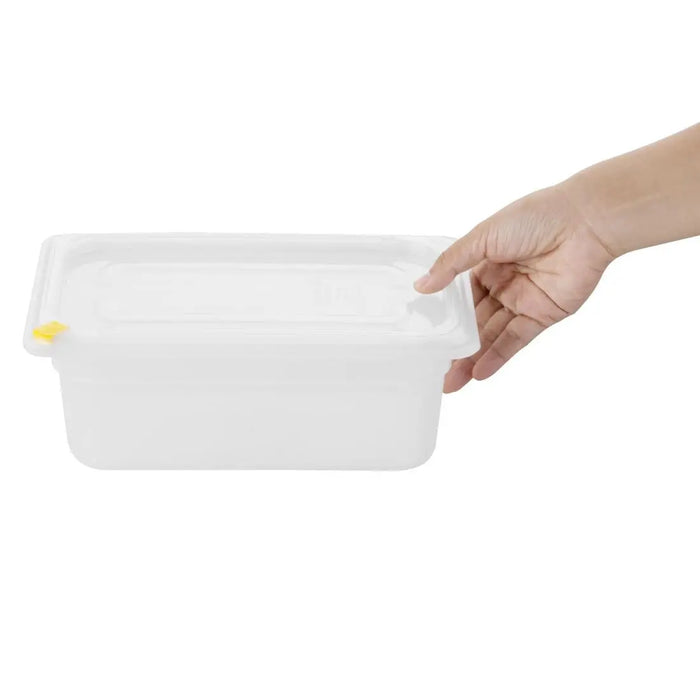 Hygiplas Click PP 1/4 GN Container with Lid & 7 Colour Clips – 100 mm 2.5 Ltr (4 Pack)  Food Storage Containers