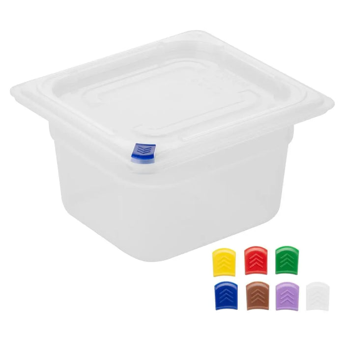 Hygiplas Click PP 1/6 GN Container with Lid & 7 Colour Clips – 100 mm 1.5 Ltr (4 Pack)  Food Storage Containers