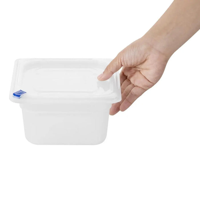 Hygiplas Click PP 1/6 GN Container with Lid & 7 Colour Clips – 100 mm 1.5 Ltr (4 Pack)  Food Storage Containers
