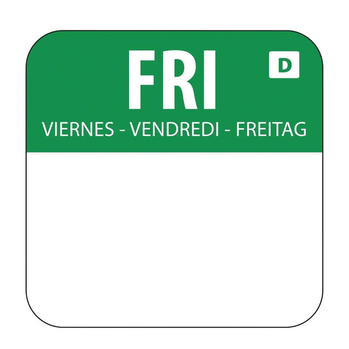 Hygiplas Dissolvable Food Rotation Labels Friday (1000 Pack) - U781 - Simply Hospitality NZ