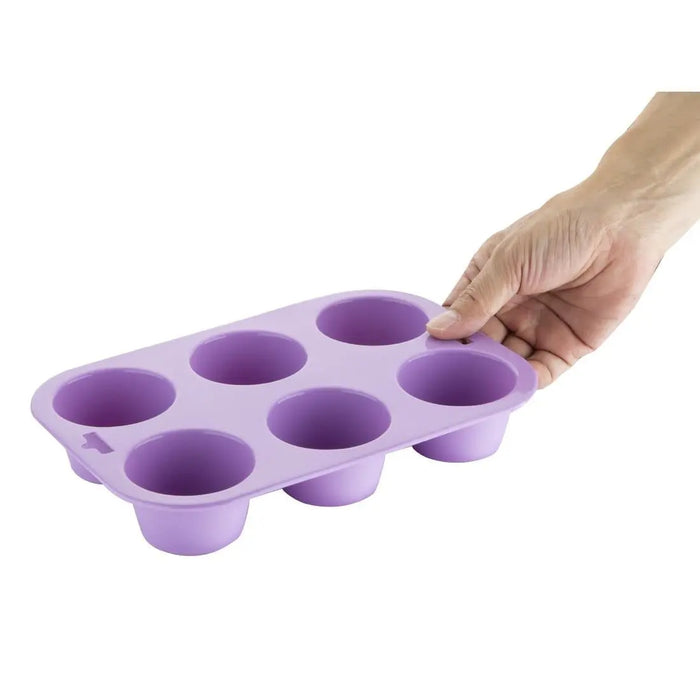 Hygiplas Flexible Silicone Six Hole Muffin Pan Purple  Bakeware
