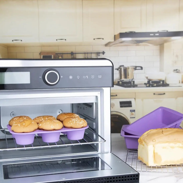 Hygiplas Flexible Silicone Six Hole Muffin Pan Purple  Bakeware