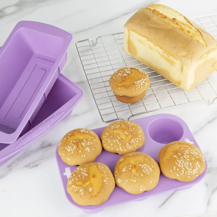 Hygiplas Flexible Silicone Six Hole Muffin Pan Purple  Bakeware