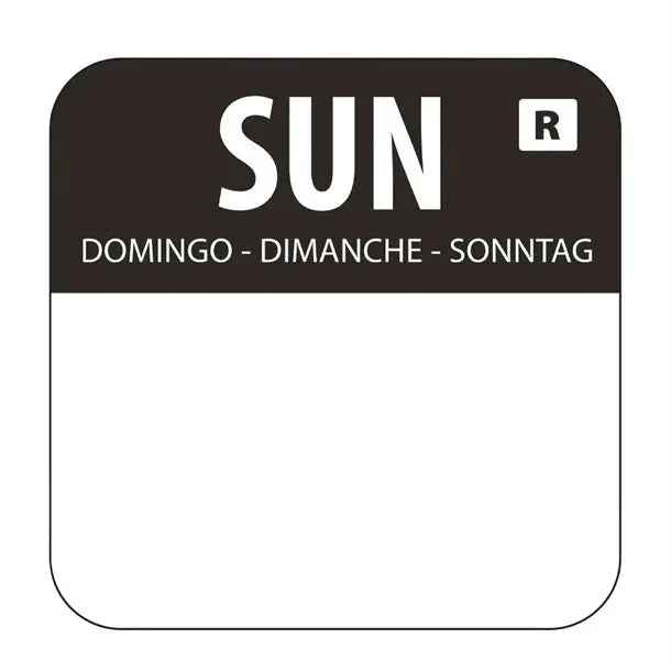 Hygiplas Removable Colour Coded Food Labels Sunday  Food Labelling