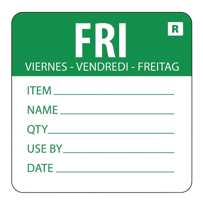 Hygiplas Removable Day of the Week Label Friday (500 Pack) - L070 - Simply Hospitality NZ