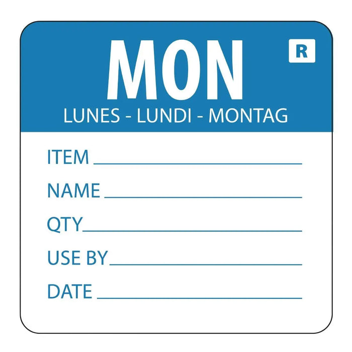 Hygiplas Removable Day of the Week Label Monday (500 Pack) - L066 - Simply Hospitality NZ