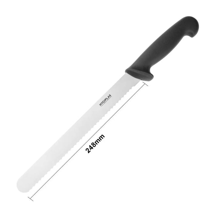 Hygiplas Serrated Slicer Black 250 mm  Professional Kitchen Knives